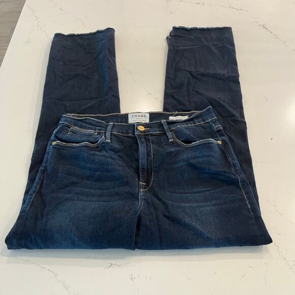 Frame Denim Le High Straight Raw Stagger Jeans In Cabana Size 29 - Picture 4 of 11